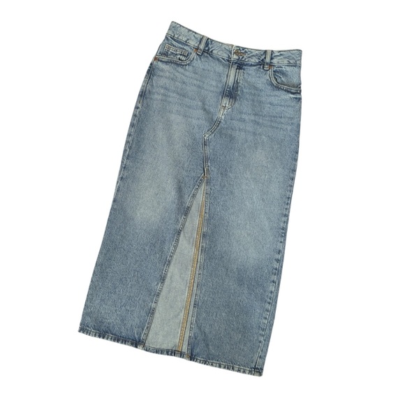 Garage Blue Split Front Long Maxi Denim Jean Skirt Small - Picture 2 of 10